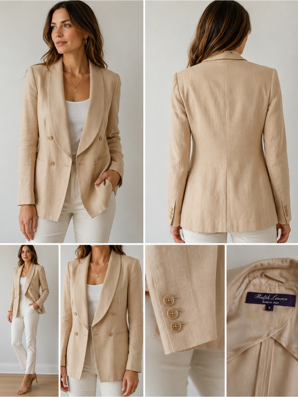 Ralph Lauren Collection Purple Label Italy Silk Lined Linen Blend Blazer Sz 6